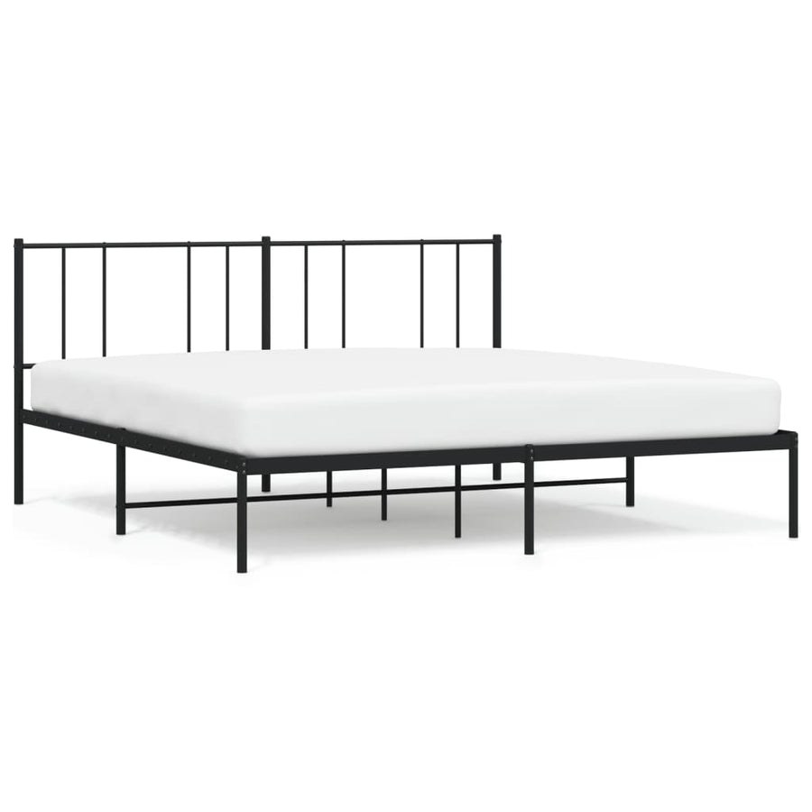 Bedframe Metaal 200 x 200 cm Zwart met hoofdbord