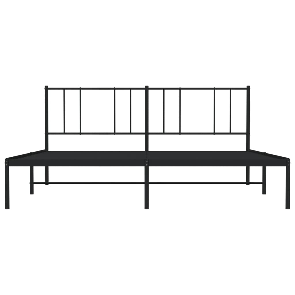 Bedframe Metaal 200 x 200 cm Zwart met hoofdbord