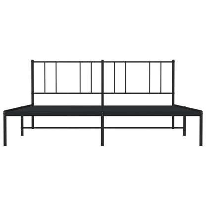 Bedframe Metaal 200 x 200 cm Zwart met hoofdbord