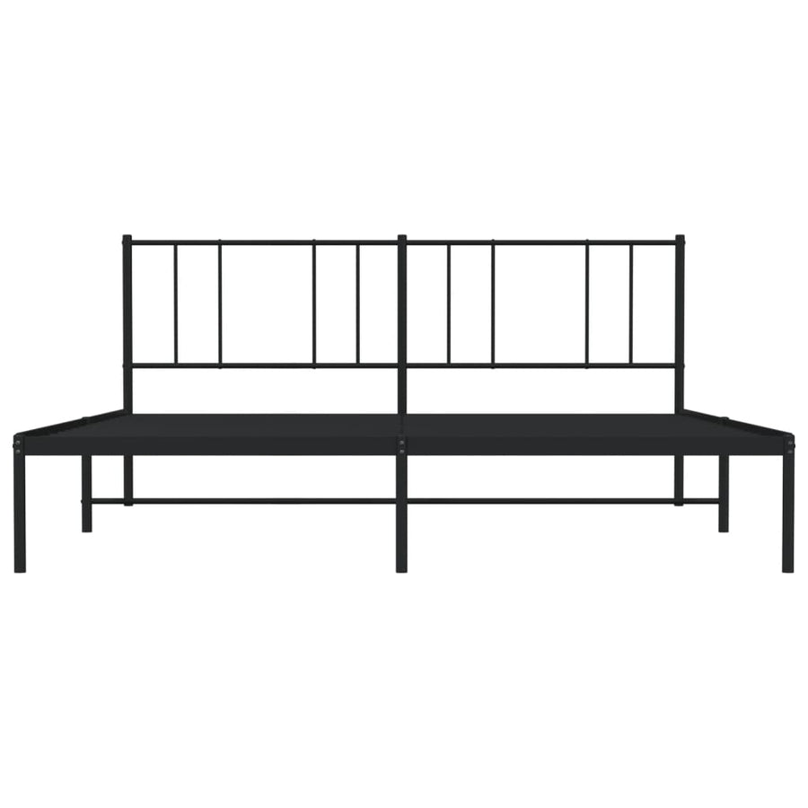 Bedframe Metaal 200 x 200 cm Zwart met hoofdbord