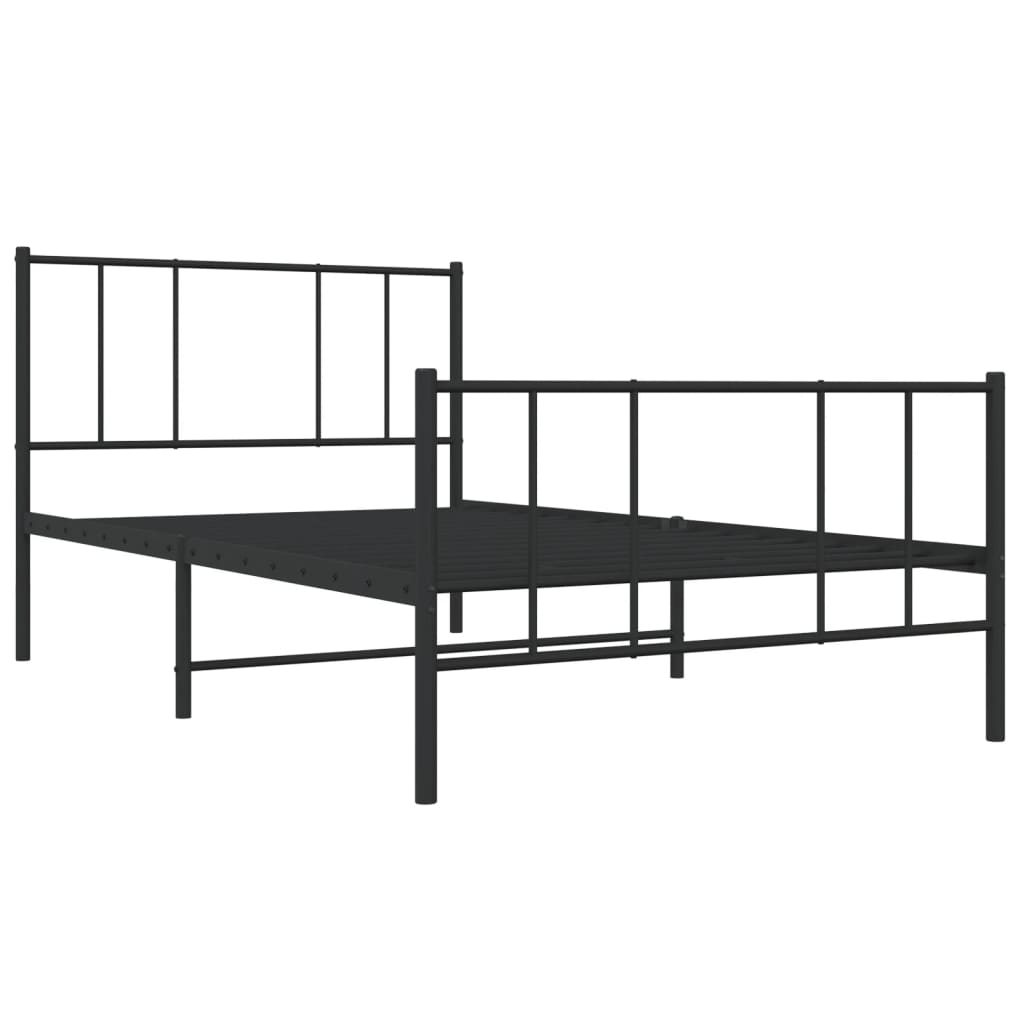 Bedframe Met Hoofd- En Voeteneinde Metaal 75 x 190 cm Zwart met hoofdbord & voetbord