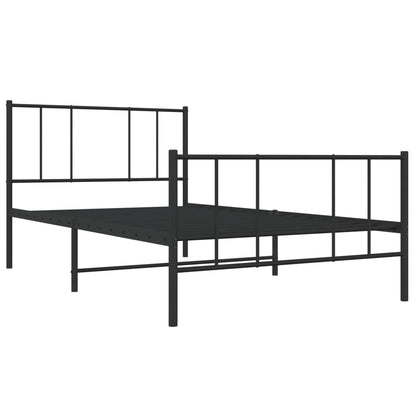 Bedframe Met Hoofd- En Voeteneinde Metaal 75 x 190 cm Zwart met hoofdbord & voetbord