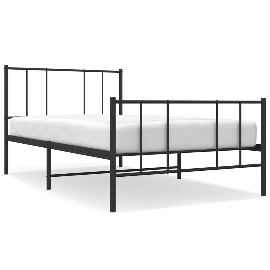 Bedframe Met Hoofd- En Voeteneinde Metaal 90 x 190 cm Zwart met hoofdbord & voetbord