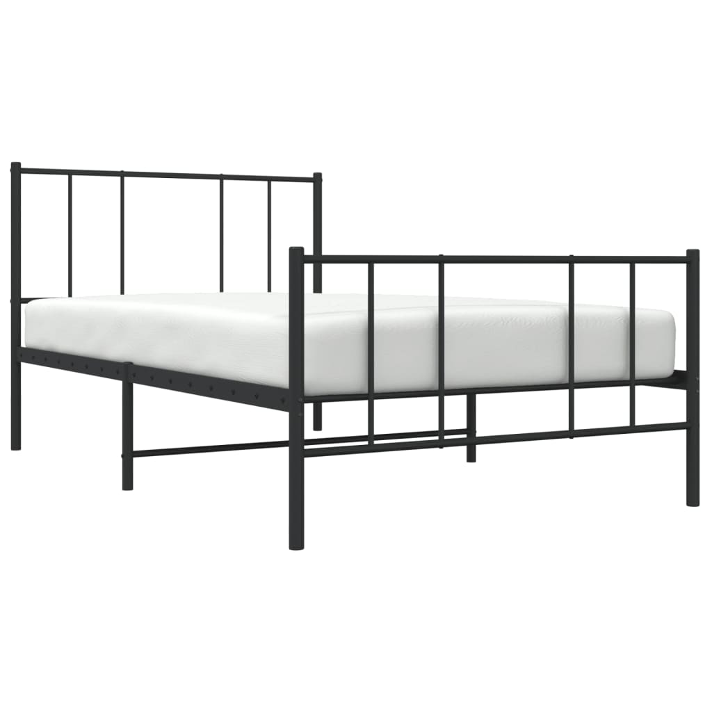 Bedframe Met Hoofd- En Voeteneinde Metaal 90 x 190 cm Zwart met hoofdbord & voetbord