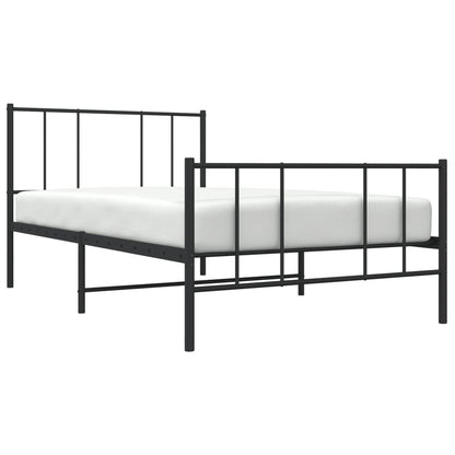 Bedframe Met Hoofd- En Voeteneinde Metaal 90 x 190 cm Zwart met hoofdbord & voetbord