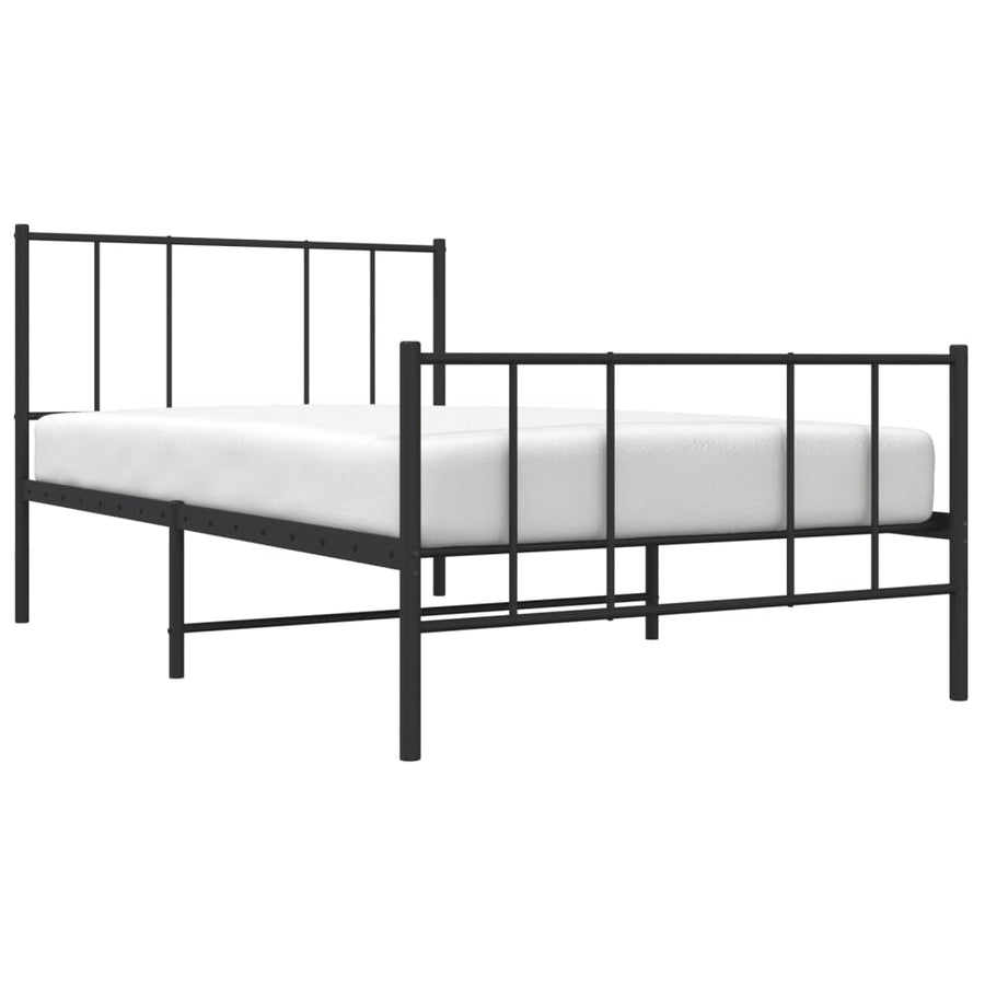 Bedframe Met Hoofd- En Voeteneinde Metaal 90 x 190 cm Zwart met hoofdbord & voetbord