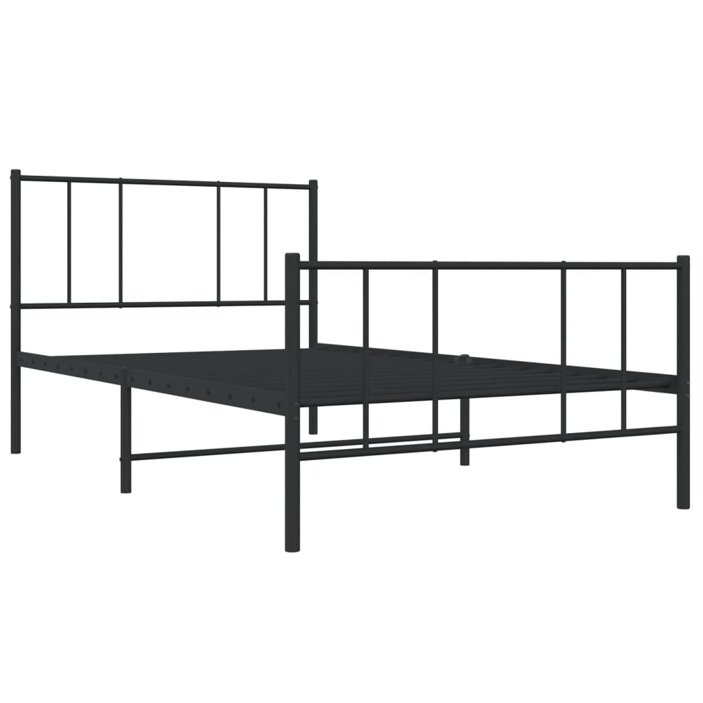 Bedframe Met Hoofd- En Voeteneinde Metaal 90 x 190 cm Zwart met hoofdbord & voetbord
