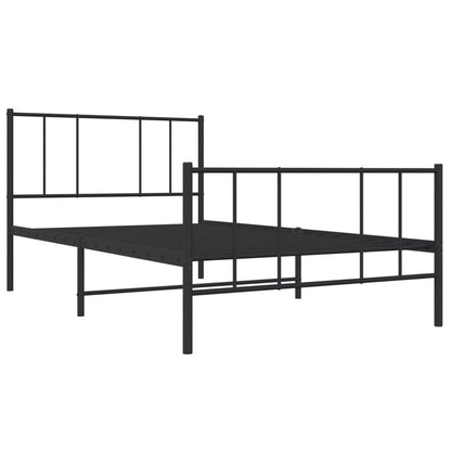 Bedframe Met Hoofd- En Voeteneinde Metaal 90 x 190 cm Zwart met hoofdbord & voetbord