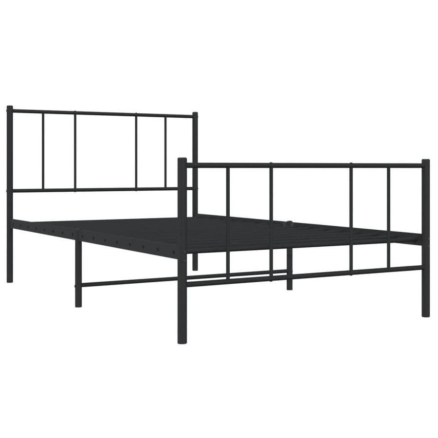Bedframe Met Hoofd- En Voeteneinde Metaal 90 x 190 cm Zwart met hoofdbord & voetbord
