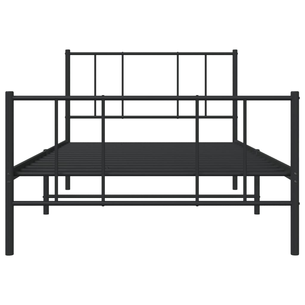 Bedframe Met Hoofd- En Voeteneinde Metaal 90 x 190 cm Zwart met hoofdbord & voetbord