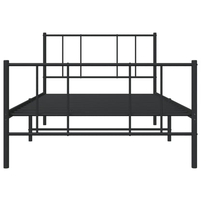 Bedframe Met Hoofd- En Voeteneinde Metaal 90 x 190 cm Zwart met hoofdbord & voetbord