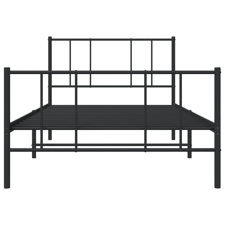 Bedframe Met Hoofd- En Voeteneinde Metaal 90 x 190 cm Zwart met hoofdbord & voetbord
