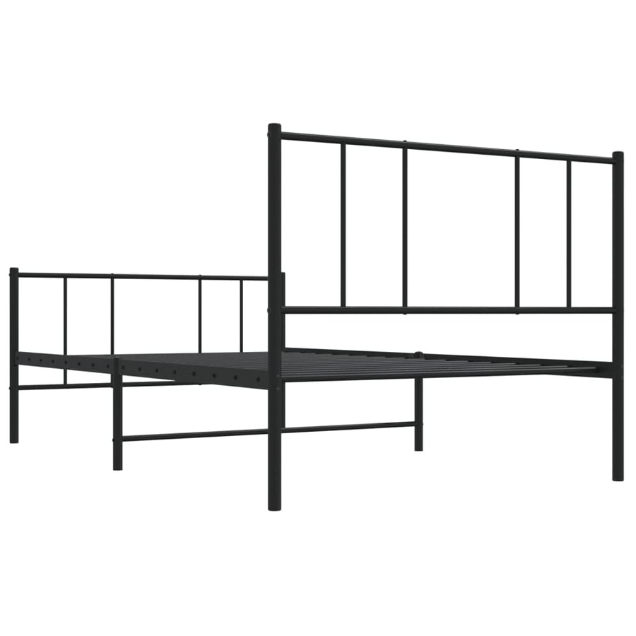 Bedframe Met Hoofd- En Voeteneinde Metaal 90 x 190 cm Zwart met hoofdbord & voetbord