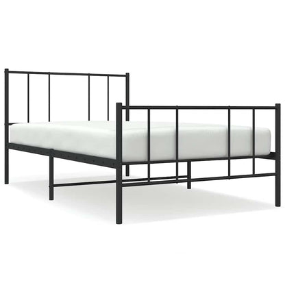 Bedframe met hoofd- en voeteneinde metaal zwart 100x190 cm