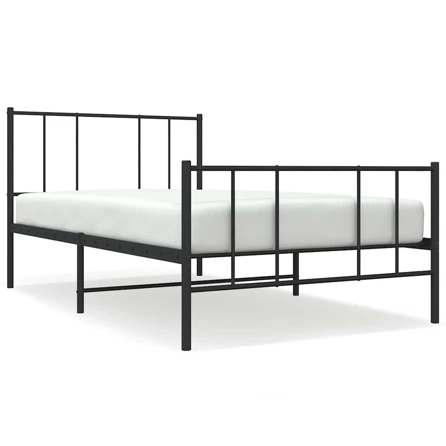 Bedframe met hoofd- en voeteneinde metaal zwart 100x190 cm