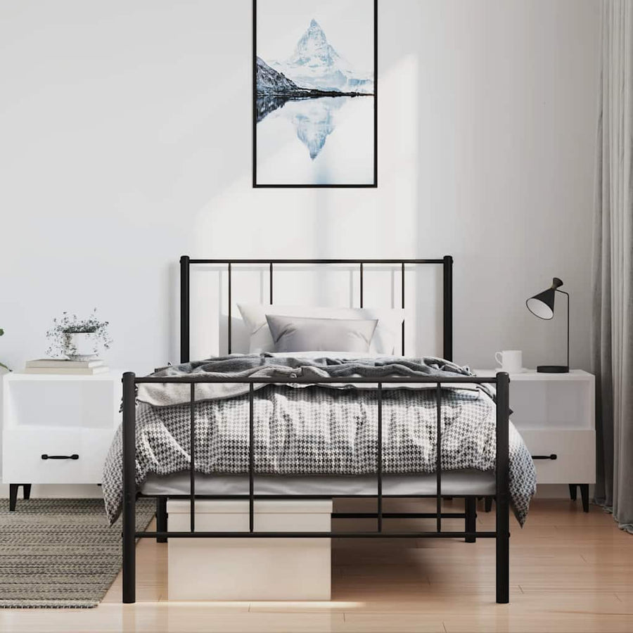 Bedframe met hoofd- en voeteneinde metaal zwart 100x190 cm