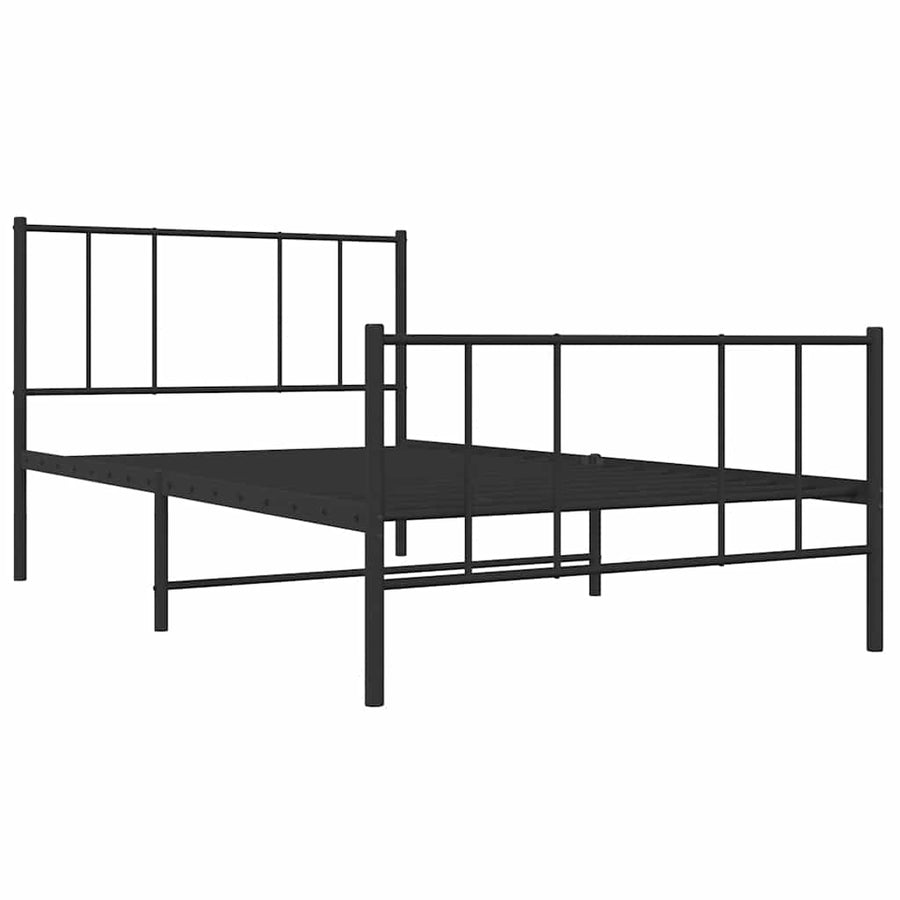 Bedframe met hoofd- en voeteneinde metaal zwart 100x190 cm