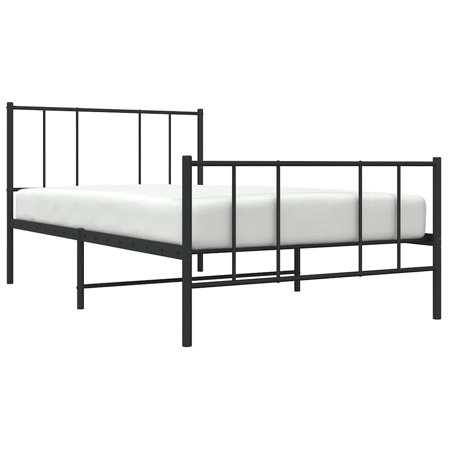 Bedframe met hoofd- en voeteneinde metaal zwart 100x190 cm