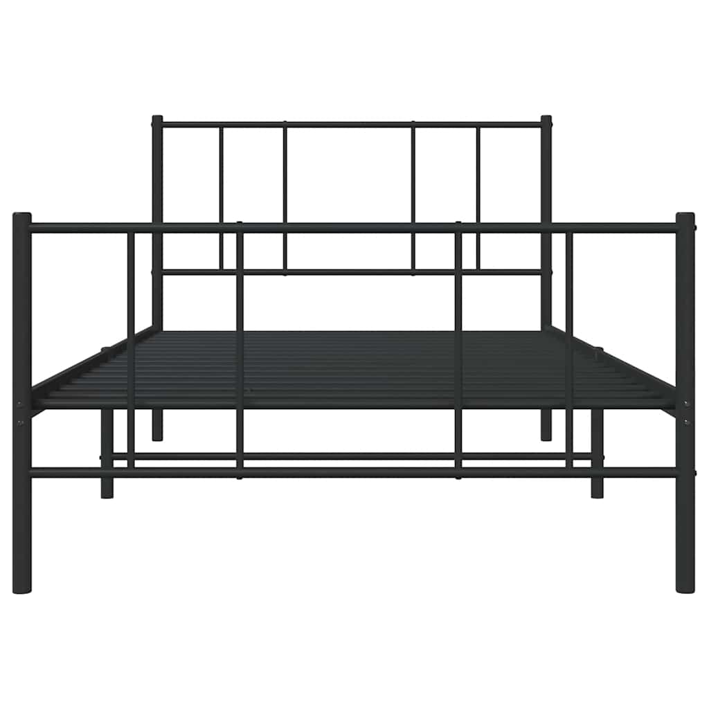 Bedframe met hoofd- en voeteneinde metaal zwart 100x190 cm