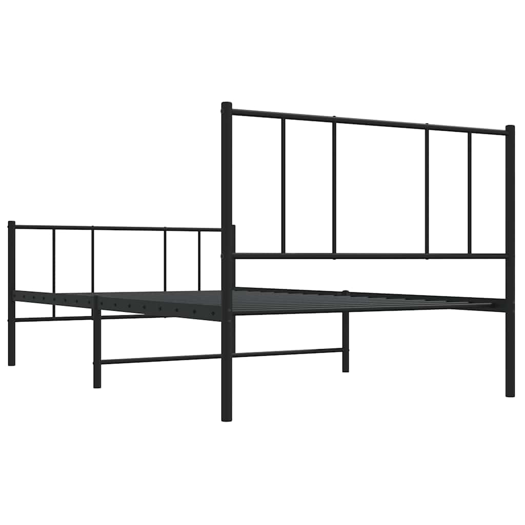 Bedframe met hoofd- en voeteneinde metaal zwart 100x190 cm