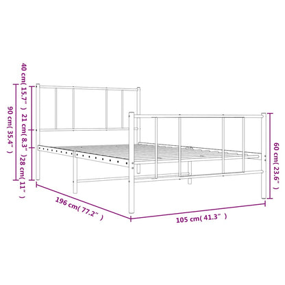 Bedframe met hoofd- en voeteneinde metaal zwart 100x190 cm