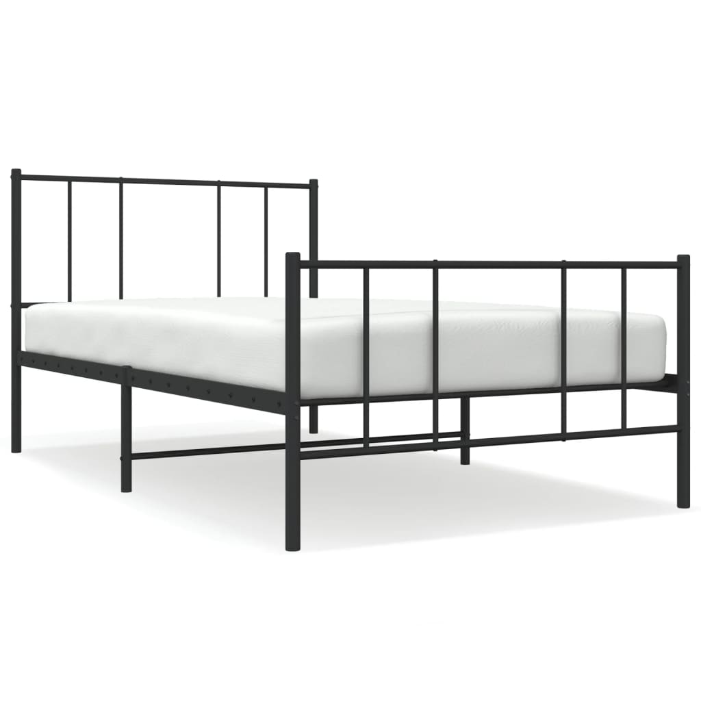 Bedframe met hoofd- en voeteneinde metaal zwart 100x200 cm
