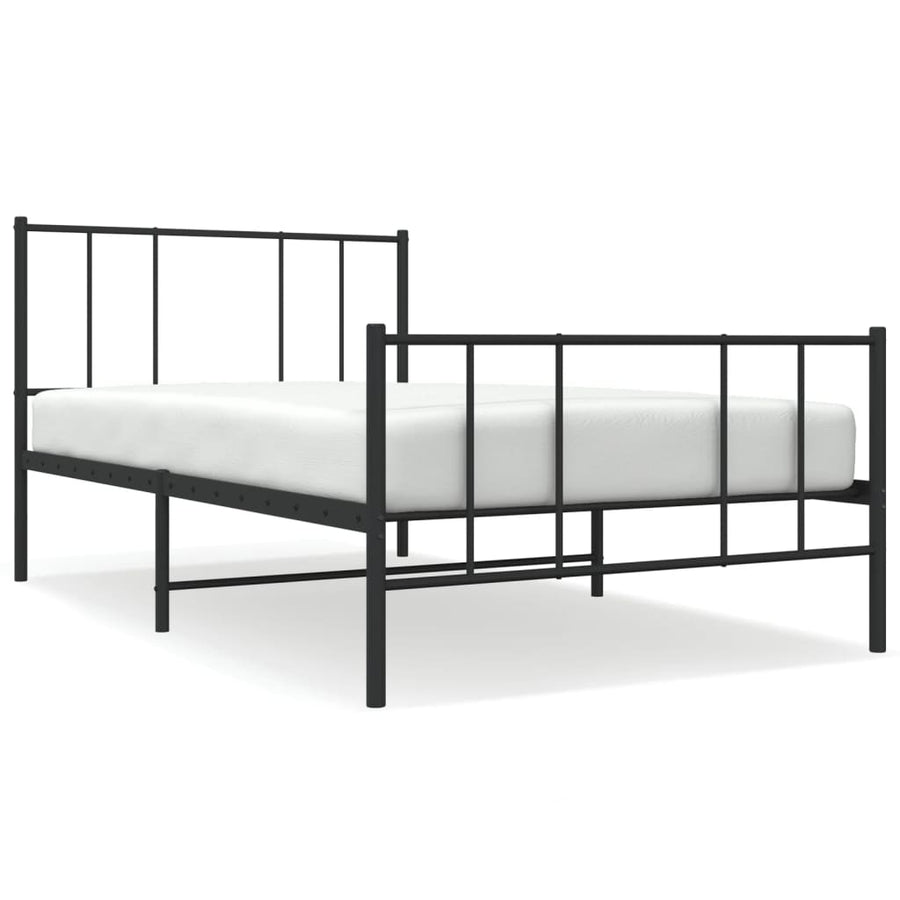 Bedframe met hoofd- en voeteneinde metaal zwart 100x200 cm
