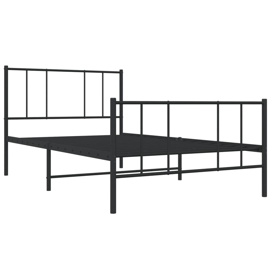 Bedframe met hoofd- en voeteneinde metaal zwart 100x200 cm