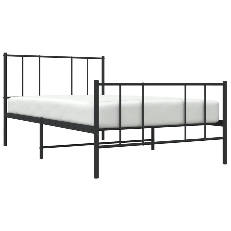 Bedframe met hoofd- en voeteneinde metaal zwart 100x200 cm