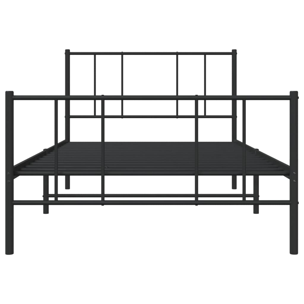 Bedframe met hoofd- en voeteneinde metaal zwart 100x200 cm