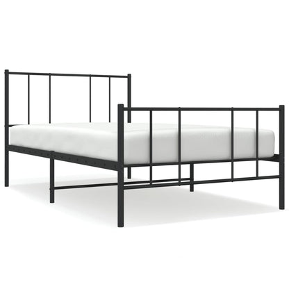 Bedframe Met Hoofd- En Voeteneinde Metaal 107 x 203 cm Zwart met hoofdbord & voetbord