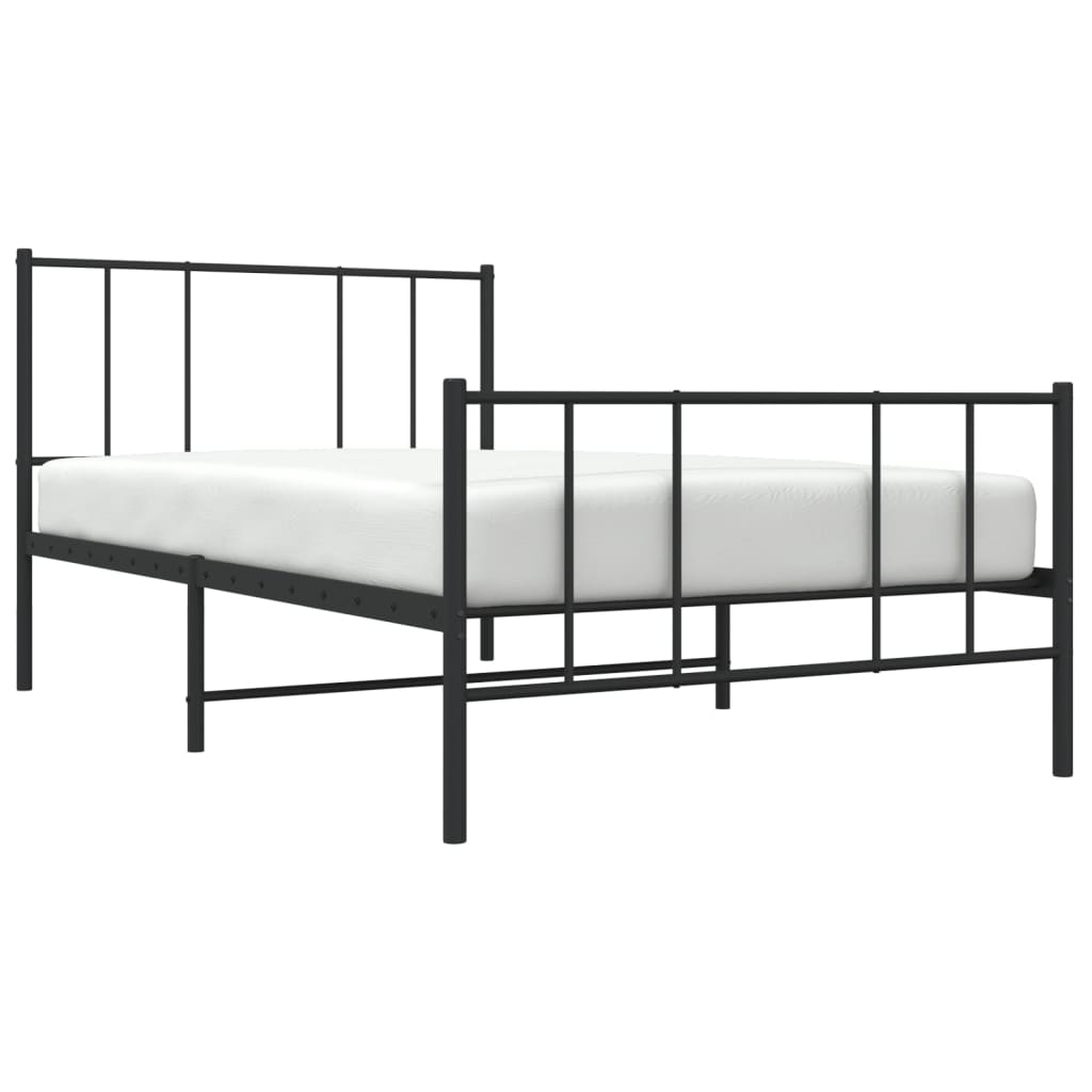 Bedframe Met Hoofd- En Voeteneinde Metaal 107 x 203 cm Zwart met hoofdbord & voetbord