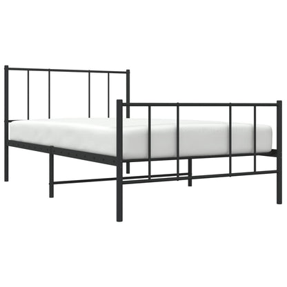 Bedframe Met Hoofd- En Voeteneinde Metaal 107 x 203 cm Zwart met hoofdbord & voetbord
