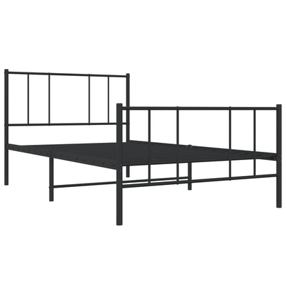 Bedframe Met Hoofd- En Voeteneinde Metaal 107 x 203 cm Zwart met hoofdbord & voetbord