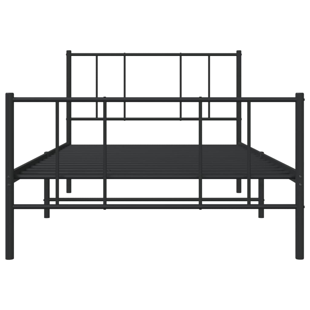 Bedframe Met Hoofd- En Voeteneinde Metaal 107 x 203 cm Zwart met hoofdbord & voetbord