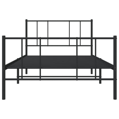 Bedframe Met Hoofd- En Voeteneinde Metaal 107 x 203 cm Zwart met hoofdbord & voetbord