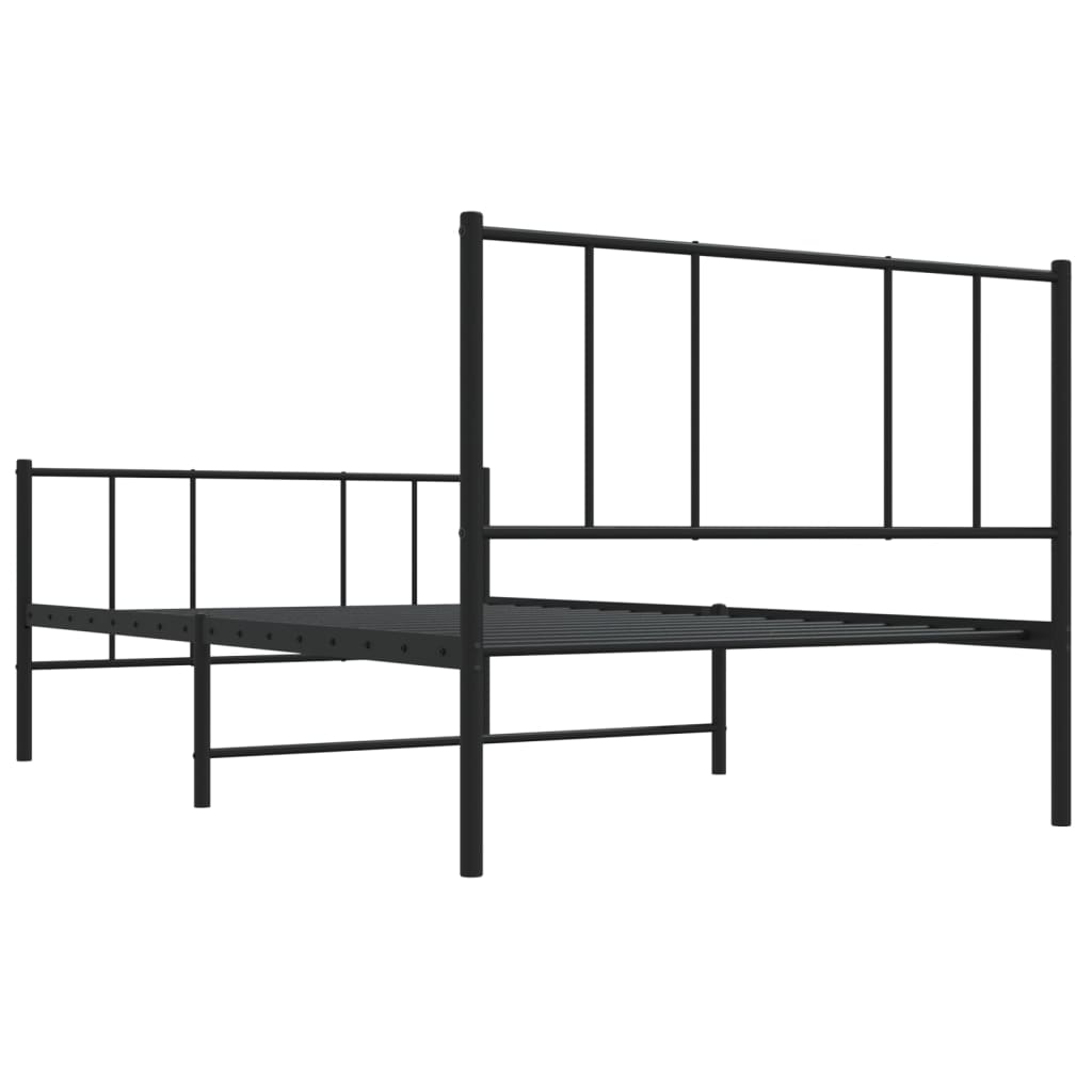 Bedframe Met Hoofd- En Voeteneinde Metaal 107 x 203 cm Zwart met hoofdbord & voetbord