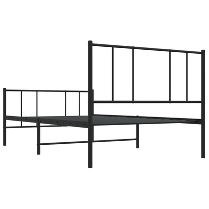 Bedframe Met Hoofd- En Voeteneinde Metaal 107 x 203 cm Zwart met hoofdbord & voetbord