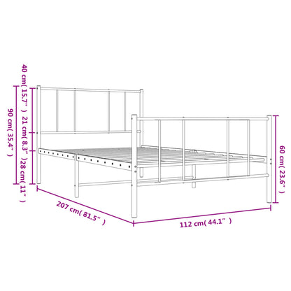 Bedframe Met Hoofd- En Voeteneinde Metaal 107 x 203 cm Zwart met hoofdbord & voetbord