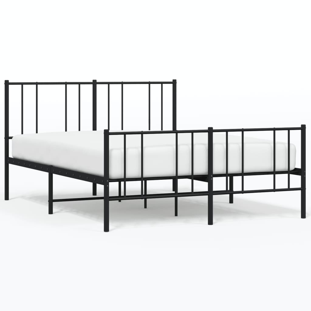Bedframe Met Hoofd- En Voeteneinde Metaal 120 x 190 cm Zwart met hoofdbord & voetbord