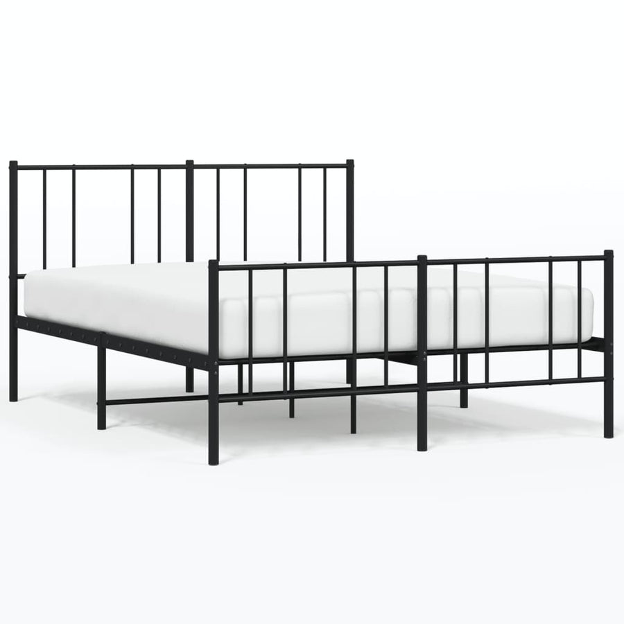 Bedframe Met Hoofd- En Voeteneinde Metaal 120 x 190 cm Zwart met hoofdbord & voetbord