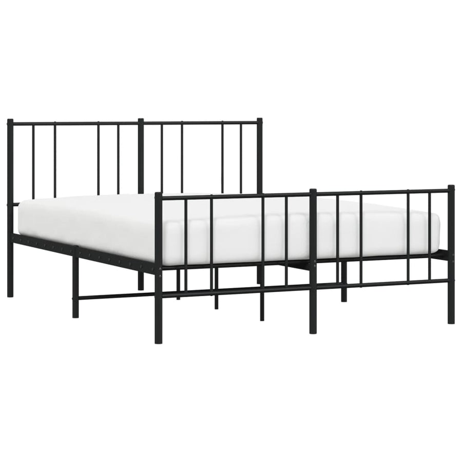 Bedframe Met Hoofd- En Voeteneinde Metaal 120 x 190 cm Zwart met hoofdbord & voetbord
