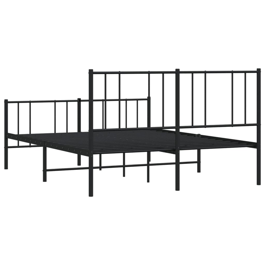 Bedframe Met Hoofd- En Voeteneinde Metaal 120 x 190 cm Zwart met hoofdbord & voetbord