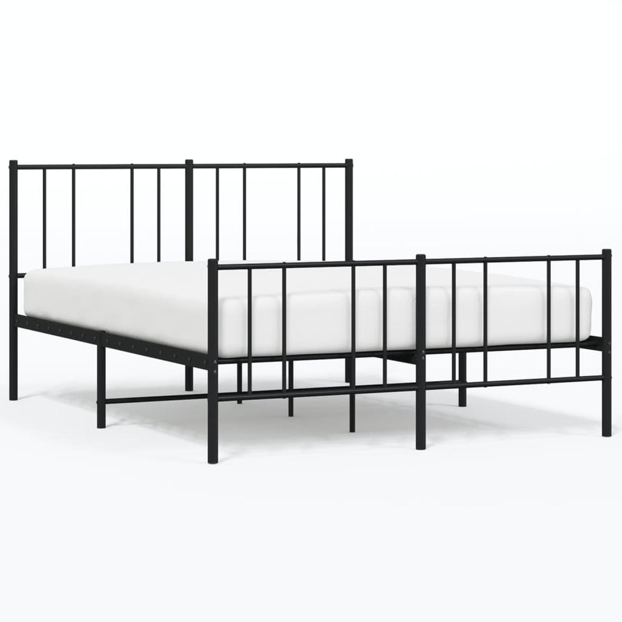 Bedframe Met Hoofd- En Voeteneinde Metaal 120 x 200 cm Zwart met hoofdbord & voetbord