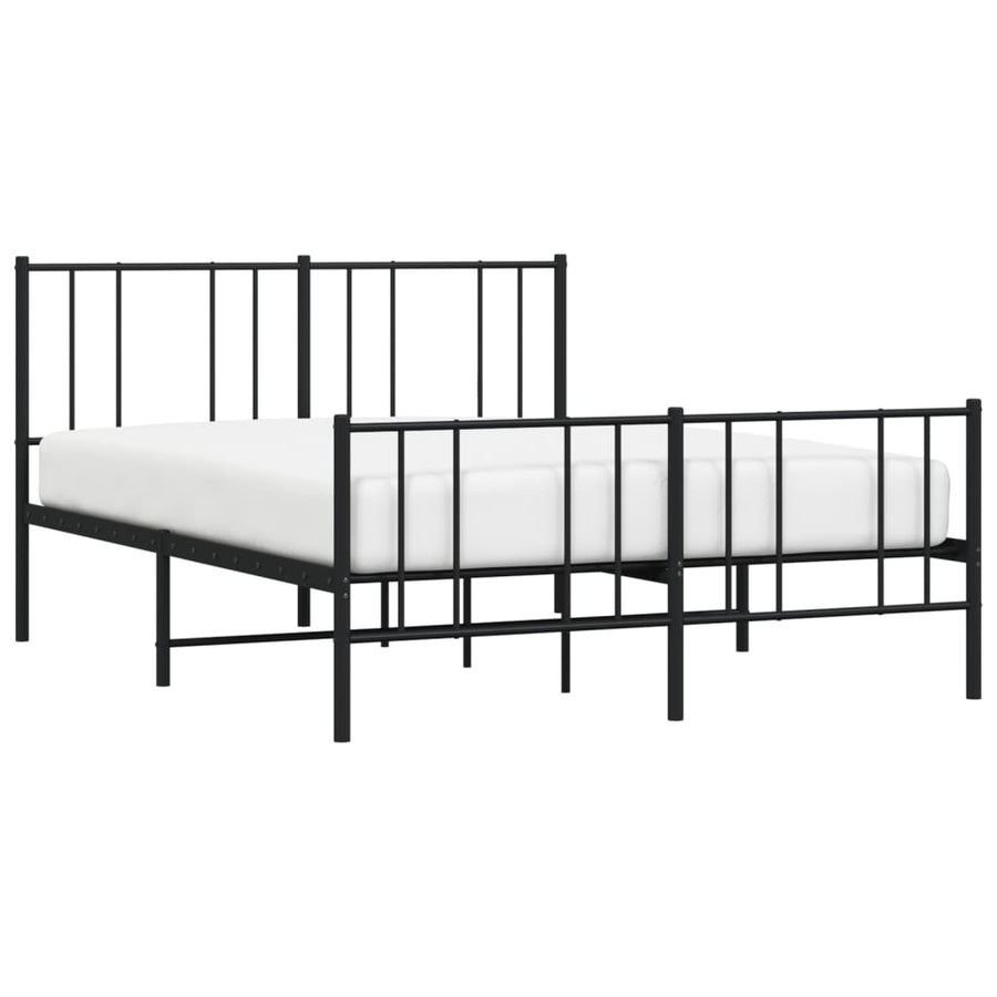 Bedframe Met Hoofd- En Voeteneinde Metaal 120 x 200 cm Zwart met hoofdbord & voetbord