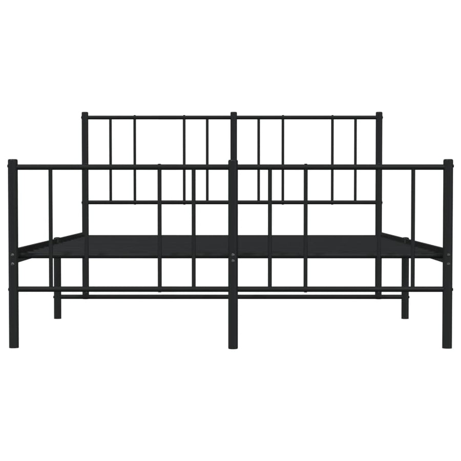 Bedframe Met Hoofd- En Voeteneinde Metaal 120 x 200 cm Zwart met hoofdbord & voetbord