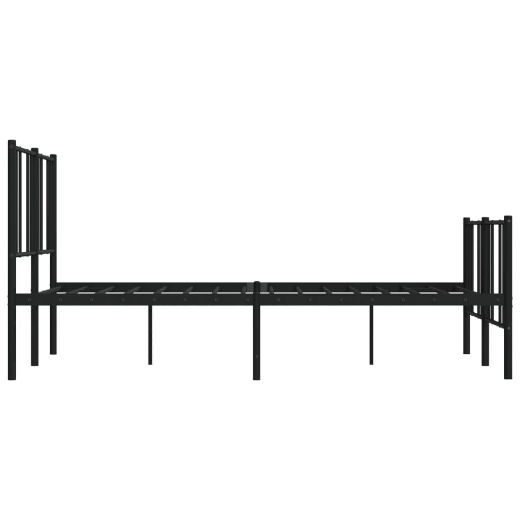 Bedframe Met Hoofd- En Voeteneinde Metaal 135 x 190 cm Zwart met hoofdbord & voetbord
