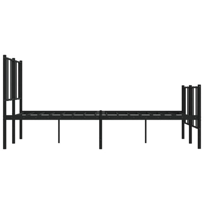 Bedframe Met Hoofd- En Voeteneinde Metaal 135 x 190 cm Zwart met hoofdbord & voetbord