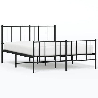 Bedframe Met Hoofd- En Voeteneinde Metaal 140 x 190 cm Zwart met hoofdbord & voetbord