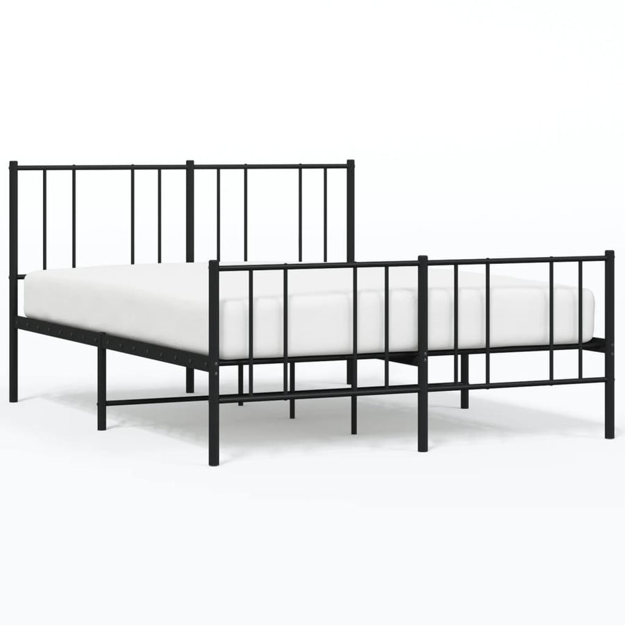Bedframe Met Hoofd- En Voeteneinde Metaal 140 x 190 cm Zwart met hoofdbord & voetbord